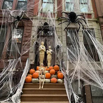 Kunstmatige Spinneweb Halloween Decoratie Strašidelné Strany Scénu, Rekvizity Vtip Tvárny Spinneweb Horor Huis Thuis Zariadené, Pri Príslušenstvo