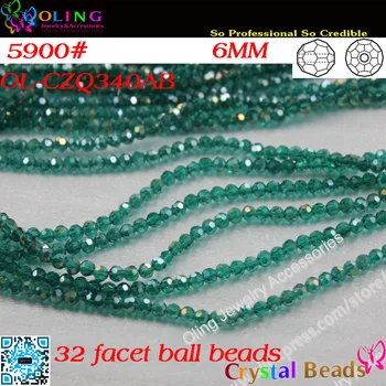 Perličiek,100ks/Veľa EmeraldAB Krištáľové Sklo Tvárou Futbal Korálky 6 mm Crystal Okrúhle Korálky Pre DIY Šperky Zistenia