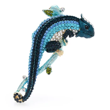 Wuli&baby Exaggrate Drahokamu Chameleon Brošňa Pin Ženy Lizard Brošne Veľké Zimné Zvierat 2021 Módne Šperky Darček