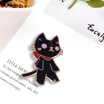 Čierna mačka s stitched tlačidlo oči brošňa pin inšpirovaný dark fantasy detí film Coraline