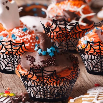 12pcs cupcake pečiva pohár tému halloween party cupcake papier muffin prípadoch Cake box Pohár halloween tortu formy zdobenie nástroje