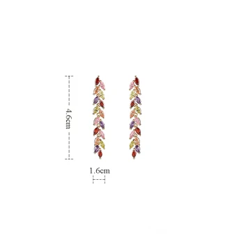 GAOLA Ženy Šperky Geometrické Dlhé Listy Náušnice Multicolor Cubic Zirconia Visieť Náušnice GLE7560