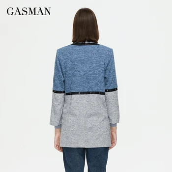 GASMAN 2021 Žien jeseň kabát značky módnych vysokú kvalitu Spojov prešívané kabáty pre ženy tenké nadrozmerná Cardigan sveter 9187