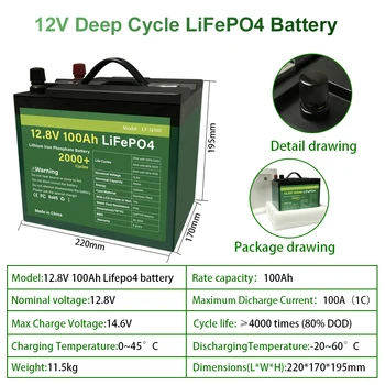 NOVÉ 12V 100Ah LiFePO4 Batérie 100Ah s Bulit-v BMS lítium železa fosfát batéria 24v Pre RV Lodi Motor Rýchle Dodanie
