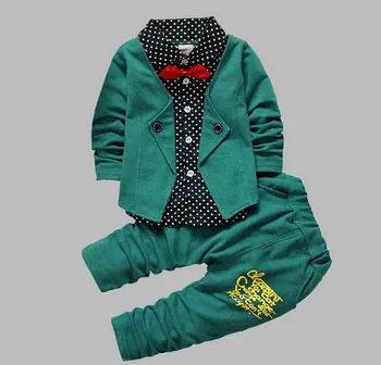 2018 móda Jar gentleman štýl detí oblečenie set baby chlapci oblečenie set sa falošné tri kusy oblečenia deti oblečenie vyhovovali k1