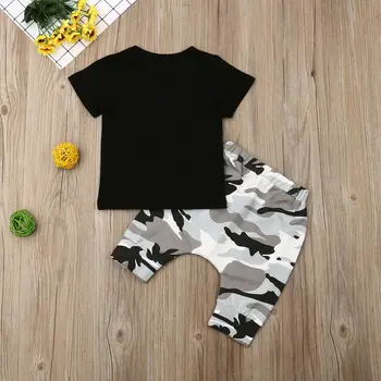 Citgeett Lete Batoľa Detský Baby Chlapci Topy T-shirt Camo Nohavice 2 ks Oblečenia Nastaviť LL079