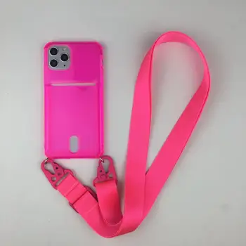 Crossbody Fluorescenčné Farby Peňaženky Vložte Kartu Náhrdelník Telefón Prípade S Prídavné Lano, Popruh Na iPhone 12 11 Pro Xs Max 7 8 Plus