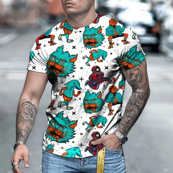 Nové Letné 3D Tlač Muži T-shirt Módne Bežné Okrúhlym Výstrihom, Krátke rukávy Ulici Harajuku Štýl T-shirt Voľné Nadrozmerné Top