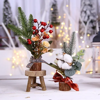 Umelé Kvety Borovica Pobočiek Ozdoby Okno Počítadlo Tabuľka Rozloženia Malý Strom Nový Rok Vianočné Ozdoby