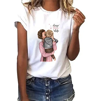 Fashion Mama Život Nový pre 2021 Pohode T-letné tričko krátky rukáv ženský čaj topy dámske Vysoko kvalitná tlač Tee