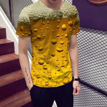 Pánske 3D Pohode T-shirts Pivo Vytlačené Osobnosti Grafické T Košele Bežné Krátkym Rukávom Letné Topy Streetwear Tees Oblečenie Mužov