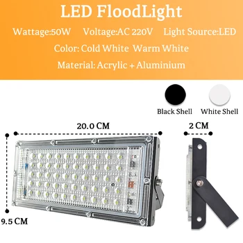 10pcs LED Flood Svetlo 50W led Svetlomet 2835 SMD 220V 240V pouličné LED Svietidlo vodeodolné IP65 vonkajšie Osvetlenie led cob pozornosti