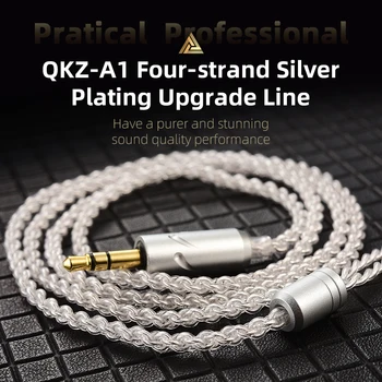 QKZ A1 Slúchadlá silver plated 4 jadro upgrade kábel QDC 2PIN 3,5 MM konektor slúchadlá upgrade drôt pre KZ ZSN PRO X ZS10 pro ZEX
