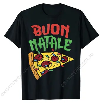 Buon Natale Pizza Vtipné Tričko Talianskej Vianočné Osvetlenie Darček T-Shirt Vlastné Tričká, Košele Pre Mužov Funky Jednoduchý Štýl