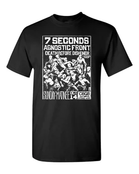 T-shirt 7 Sekúnd Agnostik Vpredu na CBGB Starý Punk Rock Koncert Leták Čierna