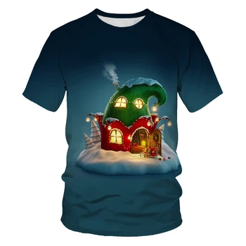Vianočné elk vzor 3d tlač mužov a žien t-shirt mäkkého materiálu tričko príležitostné voľné t-shirt športové pánske streetwear