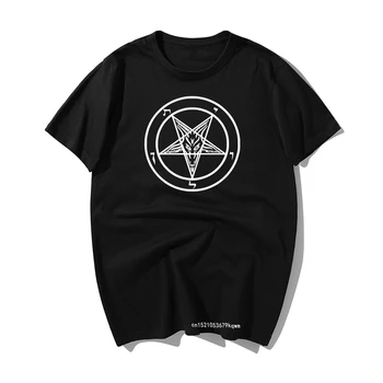 Pentagram Gotický Okultné Satan Mužov Topy T Shirt Zábavné Dizajn Biele Tričko pre Mužov Vianoce Vlastné Tričko Kvapka Loď