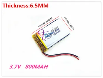 Lítium-polymérová batéria 652338 3,7 V 800MAH MP3, MP4, GPS Bluetooth 6.5*23*38mm lítiové batérie, malé stereo bluetooth GPS