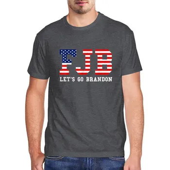 Bavlna Poďme Brandon T Shirt pre Mužov, Ženy Unisex Krátke Rukáv Tees Konzervatívny NÁS Vlajka Vintage Nadrozmerné Tričko Streetwear