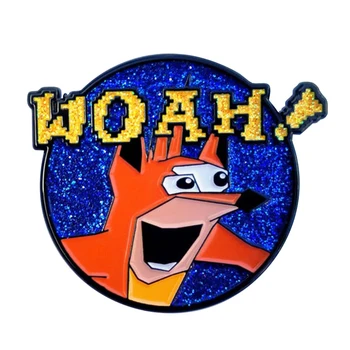 Crash Bandicoot Klopě Pin Woah Meme brošňa internet populárnej kultúry Odznak Zábavné Animácie Šperky