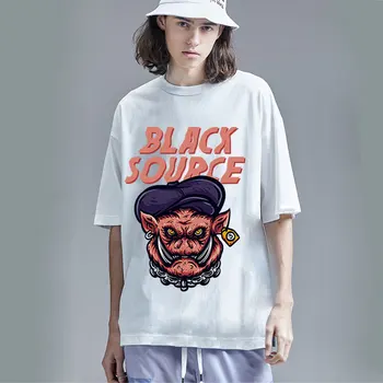 Black zdroj Živočíšnych T shirt Mužov Ošípaných Tričko Printed Vtipné Tričká Bežné Modrá Anime Oblečenie Pánske Oblečenie Hip hop b665
