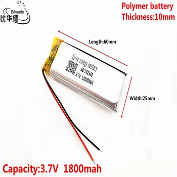3,7 V 1800mAh 102560 Lithium Polymer Li-Po li ion Nabíjateľnú Batériu buniek Pre Mp3 MP4 MP5 GPS, PSP, mobilné bluetooth
