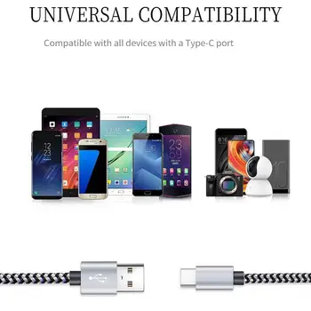5 ks USB Typu C Kábel Pletená Rýchle Nabíjanie USB C Univerzálny Kábel Pre Inteligentné Telefóny Pre Iphone, Galaxy Xiao Náhodné Farby