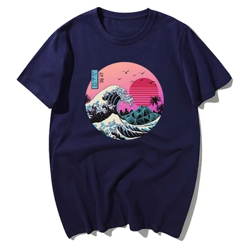 Skvelý Retro Vlna Japonských Anime T-shirt Harajuku Streetwear Bavlna Camisetas Hombre Mužov Vaporwave Zábavné Cool Hip Hop T Tričko
