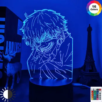 Anime Akcie Obrázok Led Nočné Svetlo Manga Tokio Vlkolak Ken Kaneki pre Dieťa Spálňa Decor Lampa Kawaii Izba Dekor Nočné Svetlo