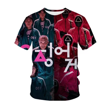 Letné Squid Hru T-shirt pre Mužov a Ženy, kórejský 3D Tlač O-krku-Krátke rukávy Ulice, Hip-hop Módy a Zaujímavé Top