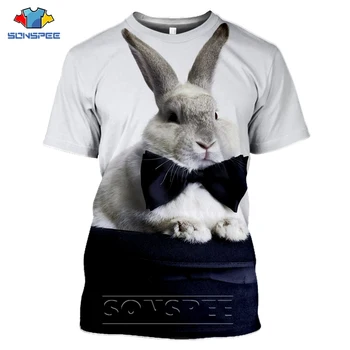 Zviera Blázon Hare Tričko Nadrozmerné T Tričko Pánske Telocvični T-Košele Mens 3D Tlač Grafiky Tee Krásne Králik Krátky Rukáv Oblečenie