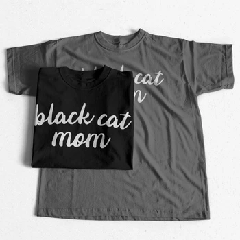 KOZMICKÉ bavlna black cat mama tlač unisex tričko o-krku mačka tlače mužov tričko cool bavlna cat t-shirt muži košele
