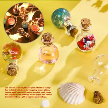 10pcs Mini Jasných Sklenených Fľašiach s Korkové Zátky Narodeniny, Vianočné Prianie Fľaše Prázdne DIY Miniatúrne Roztomilý Kolo Parfum Fľašu