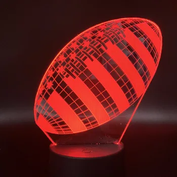 3D Lampa Rugby Futbal Šport Loptové Hry Spálne Dekorácie 7 Farby s Diaľkovým Najlepšie Dovolenku Darček pre Deti Nočné Svetlo Lampy