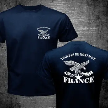 Francúzsko Troupes De Montagne Chasseurs Alpins Horské Brigády Armády Muži T-Shirt Mužov Štýl Bežné Čaj