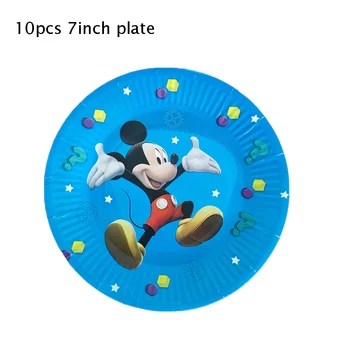 60PCS NASTAVIŤ Mickey Mouse Dekorácie Blue Dot Štýl Detí, Narodeniny Dsposable Riad Papierové Poháre Taniere Obrúsky