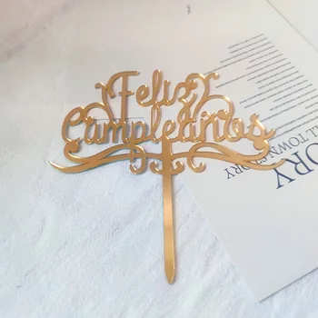 Nový španielsky Feliz Aniversario Akryl Tortu Vňaťou Farebné Feliz Cumlieanos Tortu Vňate na Narodeniny, Výročie Cake Dekorácie