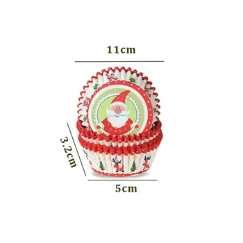 100PC Muffin Tortu Formy Tortu Formy Príslušenstvo Papierové Poháre Pečenie Zásobník Cartoon Vytlačené Strany Cupcake Vianoce