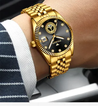 Masculino Relogio FNGEEN Sledovať Mužov Obchodné Muž Hodiny Pánske Quartz Gold Luxusné Hodinky Vodotesné Dátum Náramkové hodinky prúd reloj homb