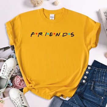 Kreatívne Priateľmi List Vytlačiť T-Shirt Dámske Ležérne Tees Japonsko Harajukua Štýl Voľné Kolo Krku Oblečenie Dievča Slim Vtipné Tričko