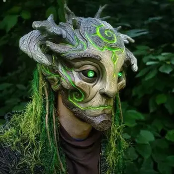 Zelený Les Elf Starý Muž, Latexové Masky Realistické Kostým Plnú Hlavu Masky Pokrývky Hlavy Maškaráda Dospelých Halloween Cosplay Party Rekvizity