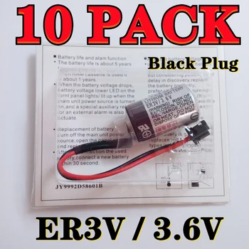 10 BALENIE Originál Nové Pre TOSHIBA ER3V 3.6 V 1000mAh PLC Batérie S Black Plug Doprava Zadarmo