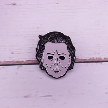 Vzkriesenie M ichael Myers Maska Smalt Pin Halloween bojovník sekající niečím filmy pin