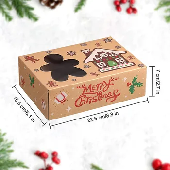 Vianočné Cukrovinky Box Navidad Papierových Obalov Okno PVC Okien Biscuit Box Veľké Integrovaná Štruktúra Balenie Box Nový Rok 2022