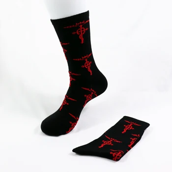 Fullmetal Alchemist Brotherhood Flamel Symbol Klasiky Grafické Športové Ponožky