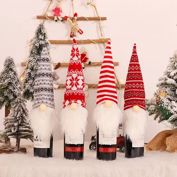 Vianočné Ozdoby Oblečenie pre Bábiky Tvorivé Santa Snehuliak Elk Fľaša Nastaviť Šampanské Taška Party Dekorácie Dodávky urob si sám