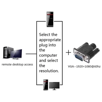 VGA Virtuálne Zobrazenie Adaptér EDID Figuríny Zapojte Bezhlavého Ghost Displej Emulátor 1920x1080P 60Hz Displej, Konektor pre Adaptér