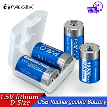 PALO 1,5 V D Veľkosť Batérie Mikro USB Nabíjateľné Li-ion Batérie D High Capacity Batérie pre RC Fotoaparát, Príslušenstvo Plynové Kachle