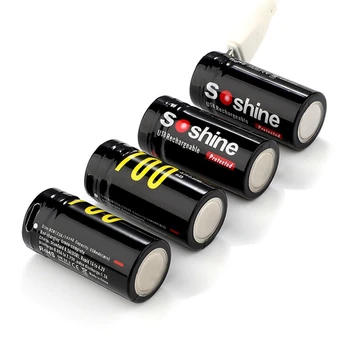 Pôvodné Soshine 16340 CR123 USB Nabíjateľná Batéria 700mAh 3,7 V Chránených nabíjačkou Batérie Prípade 16340 аккумулятор
