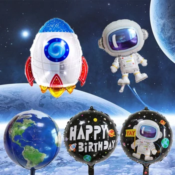 Happy Birthday Party Balón Vesmíru Astronaut Rakety, Balóny Fóliové Balóniky Galaxy Chlapec Deti hélium globals Baby Sprcha
